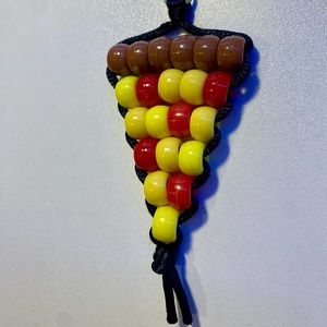 handmade pizza slice pepperoni bead keychain